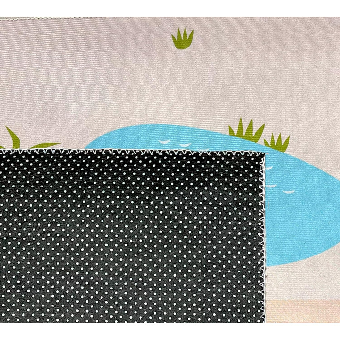 Дитячий килим Happy Life: ігровий килим з малюнком дороги, джунглі, тварини та машинки, антиковзкий, легко чиститься, для дитячої кімнати, 80x150 см (круг 160 см, бежевий)