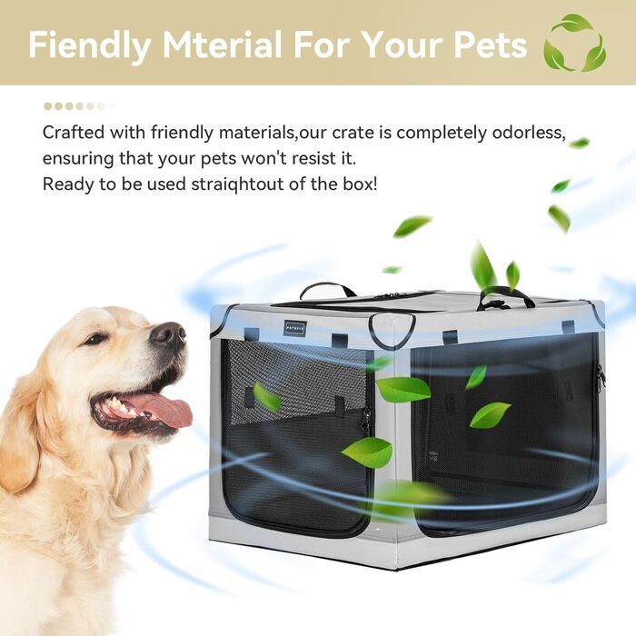 Клітка для собак Petsfit, складана, середнього та малого розміру, сіра, 76x50x49 см