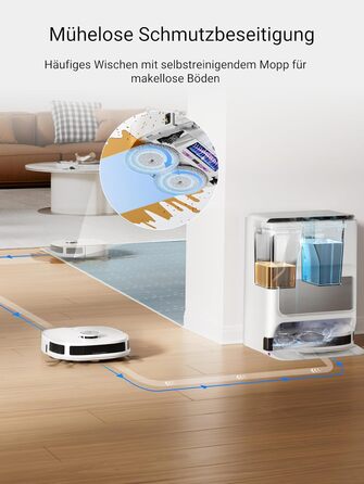 Робот-пилосос Eureka J12 Ultra з функцією миття, самостійне порожнення, прання та сушка, потужність 5000Pa, обертова функція миття, Dual-LiDAR навігація, 3D уникнення перешкод