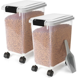 Контейнери для корму Nobleza (2 шт.), 20 л, з колесами, для собак та котів, сірі