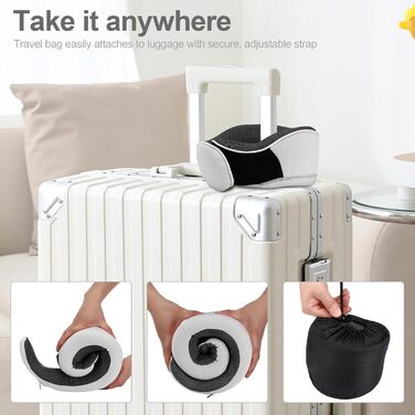 Подушка для шиї з піною з пам'яті Memory Foam, комплект з маскою для очей, берушами та чохлом, ергономічна туристична подушка (світло-сіра)