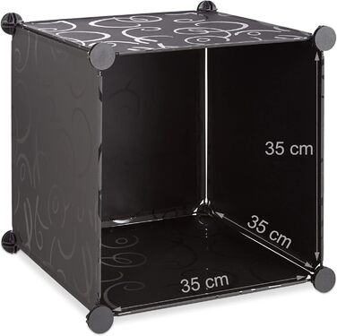 Relaxdays Modular Clothes Rack System with 2 Clothes Rails, Wardrobe with 14 Compartments, Plastic Shelving System, Black