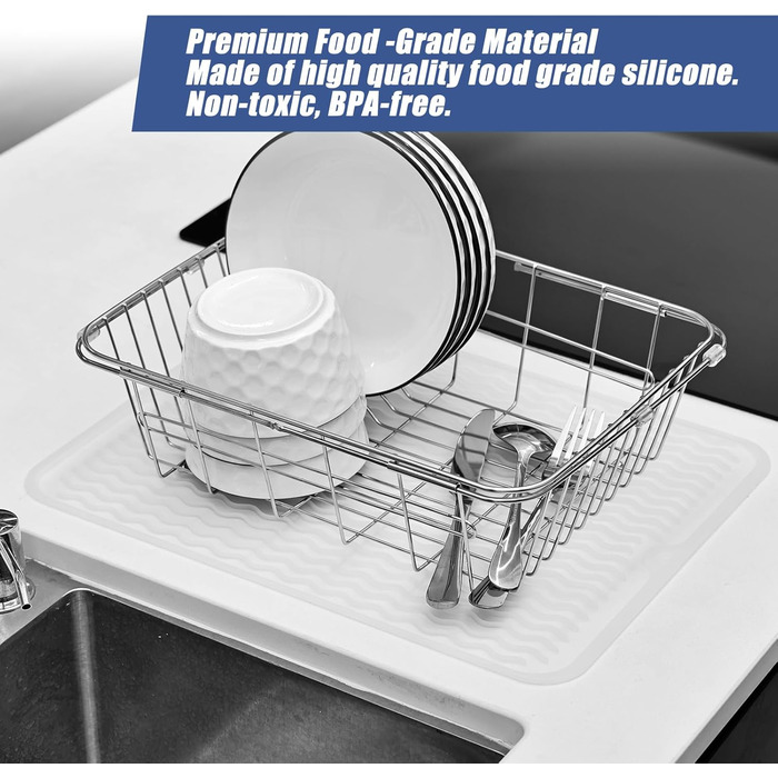 Килимок для посуду KitchenRaku 40x45 см, силіконовий, термостійкий, неслизький, для мийки, кухонний килимок