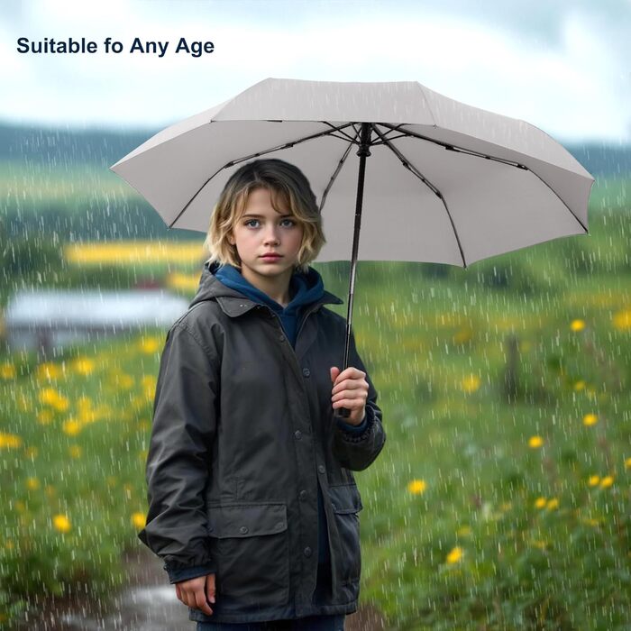 Дощовий парасолька SoulRain: вітростійка, компактна, для автомобіля, гольф, у подорожі (сірий)