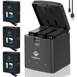 Акумулятор для GoPro Hero 13 Black, 2100mAh, 3-Pack з LED USB-C зарядним пристроєм, сумісний з GoPro Hero 13 Enduro
