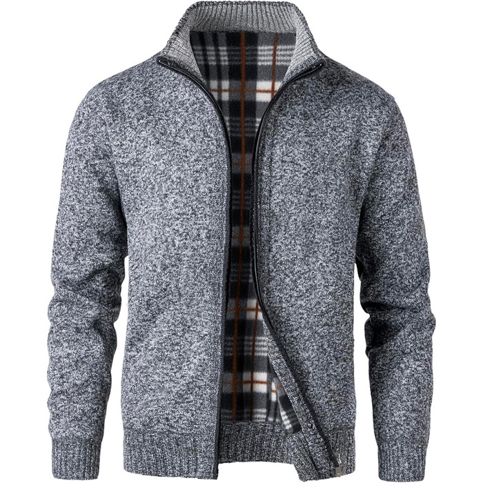 Чоловічий кардиган з флісовою підкладкою: теплий светр-кофта на осінь-зиму | C-dunkelgrau