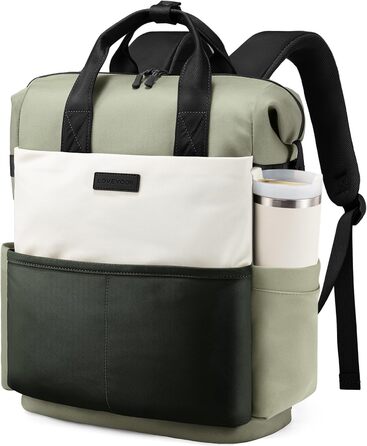 LOVEVOOK Рюкзак для жінок з відділенням для ноутбука 15.6 дюймів, шкільний, для подорожей, універсальний, водонепроникний, для роботи та навчання (15.6', зелено-бежевий)