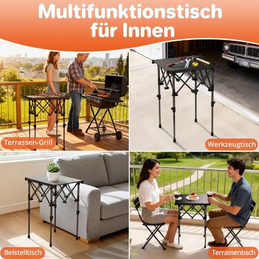 Складаний туристичний стіл Funykich 82x40 см, регулювання висоти (44/70 см), з сітчастою кишенею, для пікніка, кемпінгу, BBQ, саду