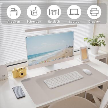 Офісний килимок для столу XXL з екошкіри Steingrau 80x40 см: Нековзний, водостійкий, для офісу та дому