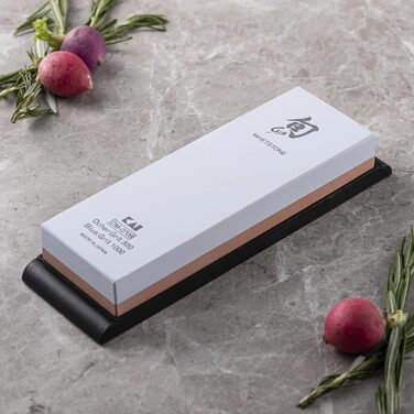 Шліфувальний камінь Kai Shun Kombi 300/1000 для заточування ножів - Японський грубий та точний шліф, розмір 18.4 x 6.2 x 2.8 см