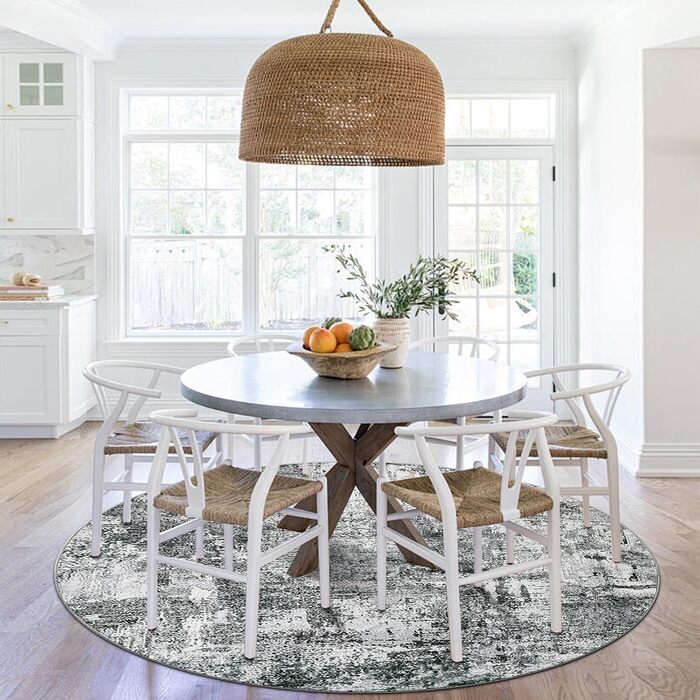 Килим для вітальні блакитного кольору, вінтажний, меланжевий, з ефектом вицвітання, короткий ворс, килими, миючий, неслизький, для спальні (160 см, сірий)