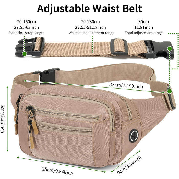 Поясна сумка на пояс, на стегно, унісекс, сучасна, для подорожей, активного відпочинку, собак, чоловіків та жінок (Хакі)