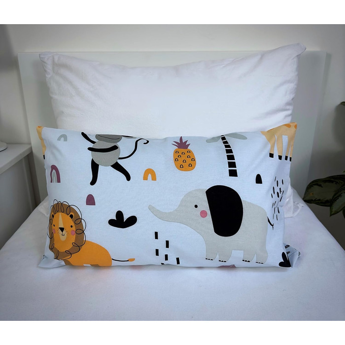 Комплект постільної білизни для дитячого ліжечка: комплект постільної білизни для малюків, комплект для ліжечка, простирадло 100x135 см та наволочка 40x60 см з бавовни, сертифікат Öko-Tex Standard, для хлопчиків та дівчаток (Тварини, Сафарі, Джунглі)