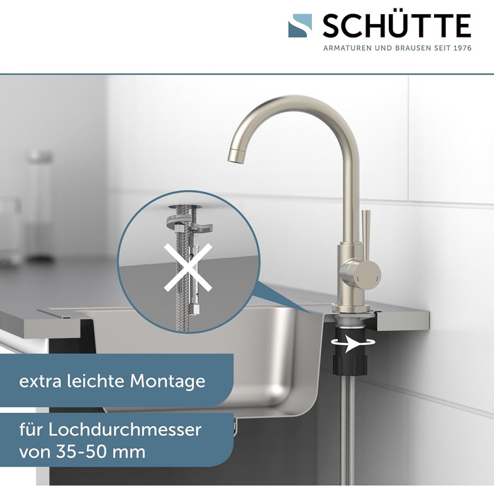 Кухонний змішувач SCHÜTTE Cornwall 360° з нержавіючої сталі, з однорідним керуванням, для мийки, преміум-якість