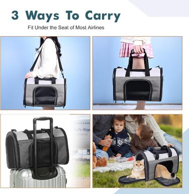 Переносна переноска для тварин Jespet, м'які стінки, для котів та цуценят, 41 x 25 x 28 см, блакитний колір