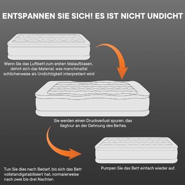 Надувний матрац Luftbett 2-місний з електронасосом, 203x152x40 см, до 300 кг, помаранчевий