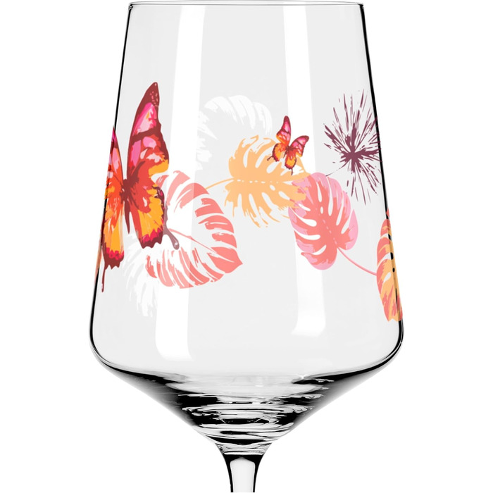 RITZENHOFF 2849001 Aperitif Glasses 500 ml - Set of 2 - Sommerrausch Series - Butterfly Motif - Made in Germany, Orange, Red