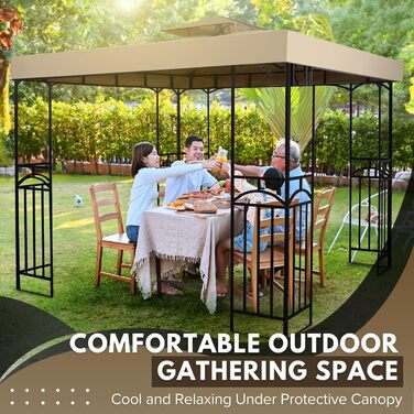 Replacement Gazebo Canopy Cover for Gazebo, 2.5 x 2.5 m, Waterproof Cover - Double-Layer UV30 Canopy for Awnings, Garden, Patio, Yard, Tent (Ivory) (Beige)