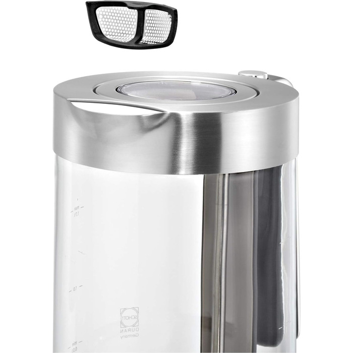 WMF Lono Glass Kettle 1.7 Liter, Glass Kettle with Scale Filter, Cordless, 3000 Watts, Matte Stainless Steel