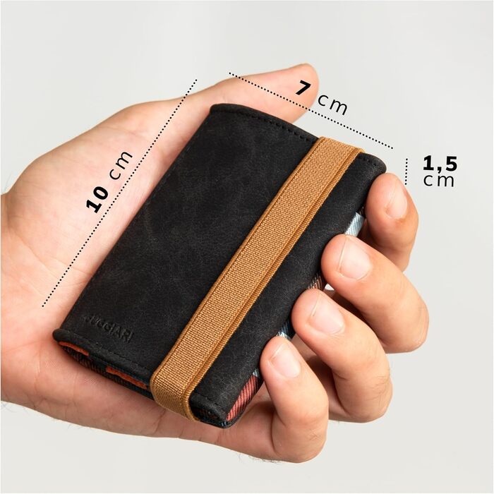 GUGGIARI® Slim Wallet with Coin Pocket made of Microfiber Jacquard with RFID Protection - Slim Wallet for Credit Cards - Credit Card Holder - Wallet for On the Go