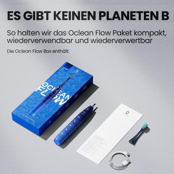 Oclean Flow - електрична звукова зубна щітка, 180 днів роботи від акумулятора, 5 режимів, IPX7, таймер 2 хв, зелений/блакитний