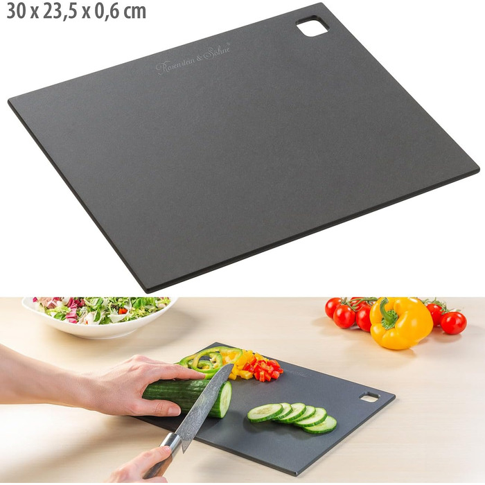 Rosenstein & Söhne Kitchen Cutting Boards: Set of 3 Wood Fiber Cutting Boards with Stand, 30 x 23.5 x 0.6 cm (Wooden Breakfast Boards, Wooden Kitchen Boards)…