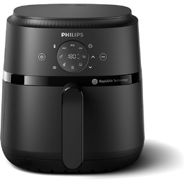 Фритюрниця Philips Airfryer 2000 Series 4,2 л, цифровий сенсорний екран, 13 режимів приготування, 9 автоматичних програм, до 90% менше жиру з технологією RapidAir, 1500 Вт, чорна (NA229/00), без вікна