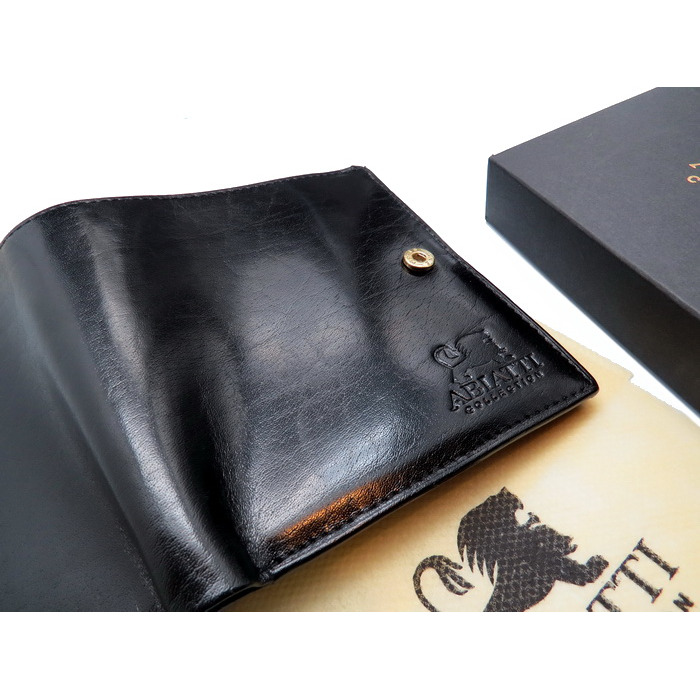 Шкіряний вертикальний гаманець Abiatti чорного кольору з RFID-захистом та 14 відділеннями