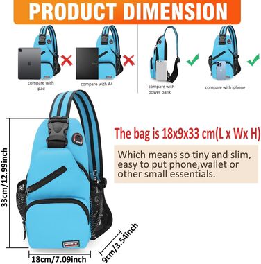 Сумка-слінг через плече для жінок та чоловіків з оксфордської тканини. Шкіряна сумка-кросбоді, спортивна сумка, повсякденний рюкзак для активного відпочинку, подорожей та шопінгу (Блакитна)