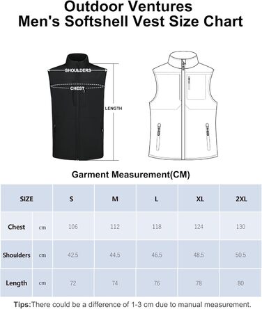 Чоловіча софтшеллова жилетка Outdoor Ventures, чорна, водонепроникна, вітронепроникна, спортивна, з декількома кишенями