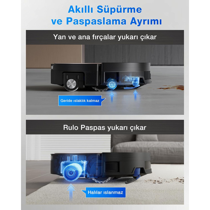 Робот-пилосос ECOVACS DEEBOT T30C Pro Omni GEN 2 з функцією миття, потужність 15400Pa, автопорожнення, гаряча сушка, час роботи 200 хв, ідеальний для шерсті тварин та килимів