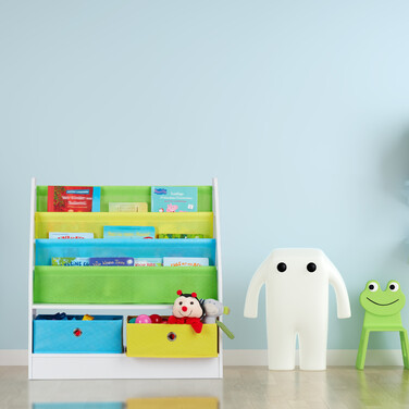 Relaxdays Children's Shelf with 2 Boxes & 3 Hanging Pockets
