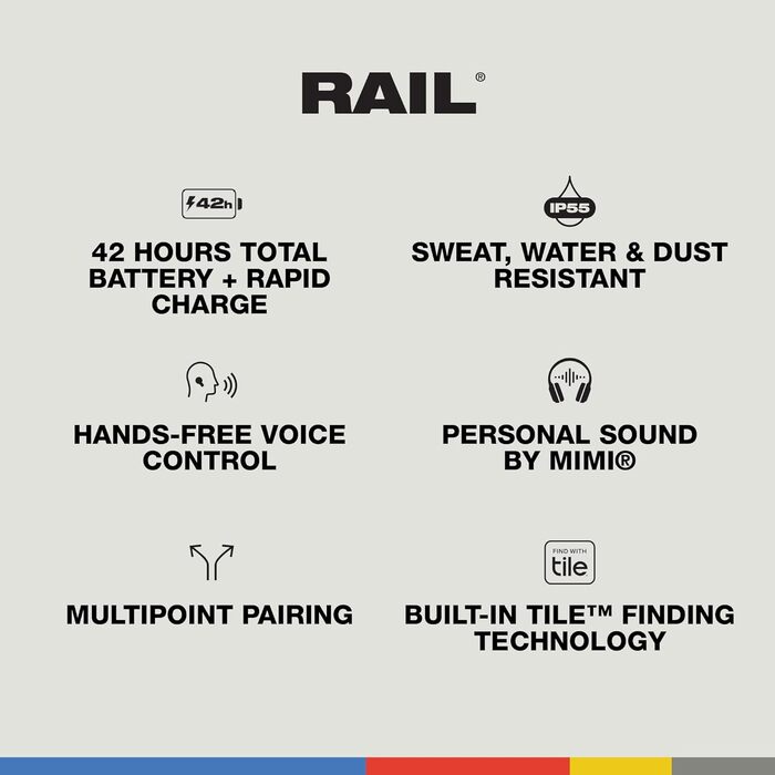 Skullcandy In-Ear Wireless навушники з шумозаглушенням, 27 годин роботи, мікрофон, сумісні з iPhone, Android та Bluetooth - (Чорний, Rail)