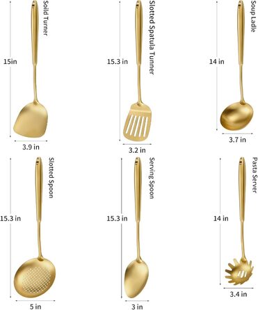 Набір кухонного інвентарю з нержавіючої сталі 304, 12 предметів, золотий колір, для кухні