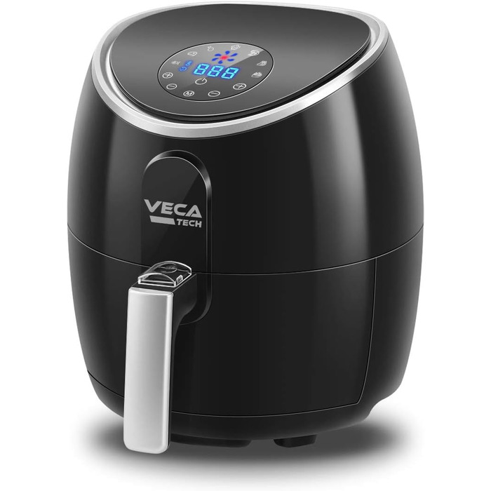 Фритюрниця VECATECH Heißluft XXL 5.5л з цифровим сенсорним екраном, 8 програмами та 1800W - безмасляна фритюрниця для здорового харчування