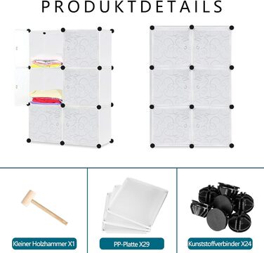 Wardrobe, Plastic Wardrobe, DIY Cube Wardrobe 20 Cubes, Shelving System Bedroom Wardrobe – Black, (70 x 35 x 157 cm)