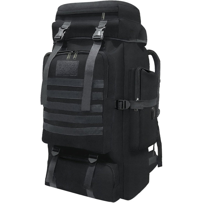 Wesoke 80L тактичний туристичний рюкзак MOLLE, водонепроникний, військовий, для походів і подорожей, велика місткість, чорний