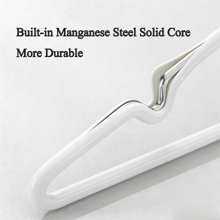 Металеві вішалки для одягу, набір, з вирізами для плечей, стійкі до іржі, економія місця, 40 см - міцні, для зберігання курток та светрів (білі, 40)