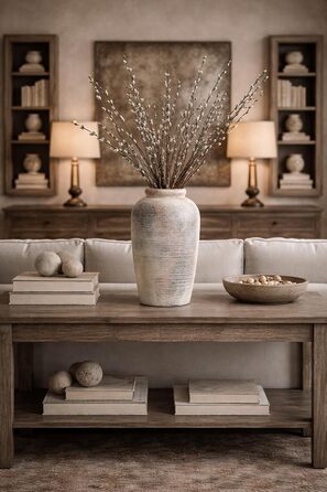 Велика керамічна ваза ручної роботи, 28 см, мінімалістична ваза в стилі ф armhouse для декору дому, вітальні, полиці, входу, весілля, декору столу, сірого кольору