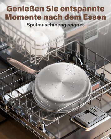 Сковорода Edelstal 28 см з титановим покриттям, індукційна, нержавіюча сталь 18/10, з рожево-золотистою ручкою (без PTFE, PFAS, PFOA) для всіх типів плит