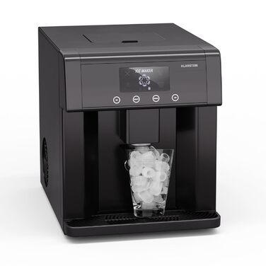 Машина для приготування льоду Klarstein Eiswürfelmaschine Klein, 3L, чорна. Виробляє до 15 кг льоду за 24 години, 3 розміри кубиків льоду. Легке очищення.