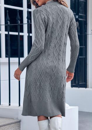 Кардиган жіночий Imily Bela з в'язаним джгутовим візерунком, відкритий спереду, з довгими рукавами, з кишенями (XXL, Сірий)