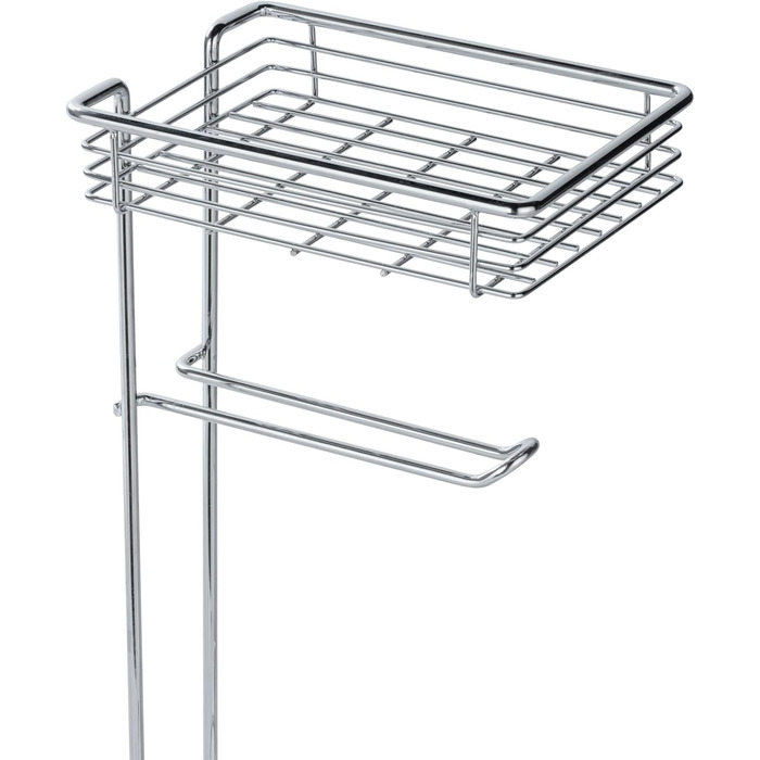 Підставка для туалетного паперу WENKO 3в1 з полицею та держателем рулонів - срібна, 16 x 59 x 18 см