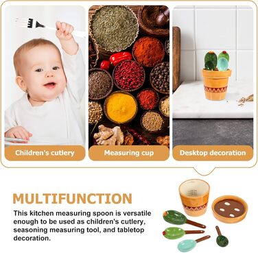 Zerodeko 1 Cactus Measuring Spoon Cactus Measuring Cacti with Holder Coffee Measuring Measuring Cup Gifts Baking Measuring Spoons For The Kitchen Salt Spoon Milk Small Tools Ceramic Coffee Powder