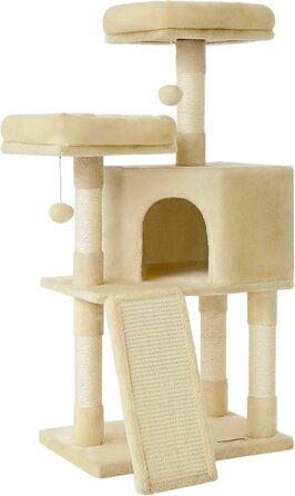 Драбина-кіготь Feandrea для котів, 115 см, бежева, з платформою та м'яким плюшем, повністю обмотана сизалем, PCT141W01