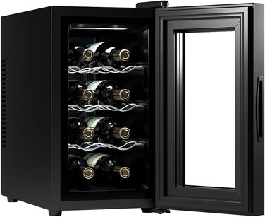 Cecotec Bolero Grandsommelier 830 Coolcrystal 8-Bottle Wine Refrigerator - Thermoelectric Cooling, Adjustable Temperature (8-18°C), Touch Control, LED Interior, Eco-Friendly Gas