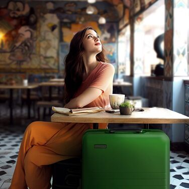 Чемодан ETERNITIVE з ABS пластику, Rollkoffer, Reisetrolley, валіза на колесах з подвійними колесами 360°, валізка з TSA-замком, ручна поклажа (S) (Set - 2tlg (S + M), Зелений)