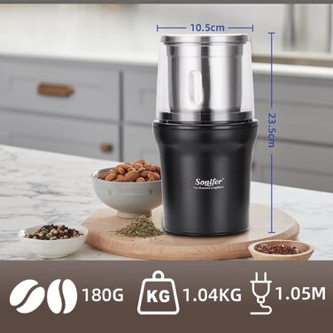 Electric Spice Grinder Coffee Grinder 100g Capacity 300W Power Removable Stainless Steel Container for Grinding Coffee Beans, Nuts, Spices, Grains, and Herbs
