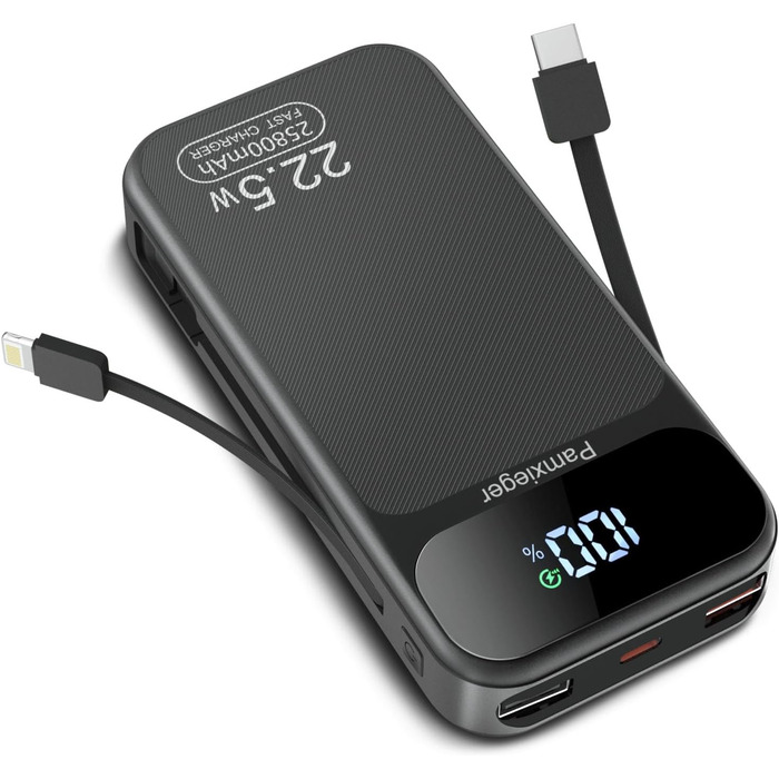 Power Bank 25800 mAh з швидкою зарядкою 22,5W PD3.0 QC4.0, LCD дисплей, USB-C, для смартфонів та планшетів