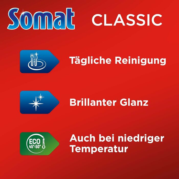 Таблетки для посудомийних машин Somat Classic, потужне очищення навіть при низьких температурах, 135 шт